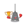 Boxing winner pendant lamp above mascot wood table Royalty Free Stock Photo