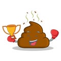 Boxing winner Poop emoticon character cartoon