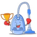 Boxing winner vacuum cleaner character cartoon