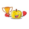 Boxing winner yellow apple in a cartoon basket