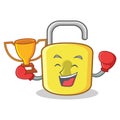 Boxing winner yellow lock character mascot