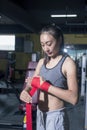 Asian women boxing to practice Royalty Free Stock Photo