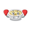 Boxing wonton soup in the mascot shape