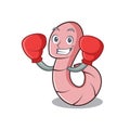 Boxing worm character cartoon style Royalty Free Stock Photo