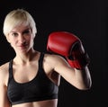 Boxing young woman