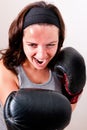 Boxing young woman