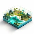 Shiny Plastic Isometric Square Model Of An Idyllic Island Royalty Free Stock Photo