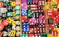 Boxs of colored dice used in many casinos in Colorado. Royalty Free Stock Photo