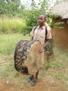 Boy with African musical drum