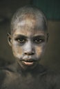Boy from the African tribe Mursi, Ethiopia,ART Royalty Free Stock Photo