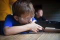 Boy aiming rifle Royalty Free Stock Photo