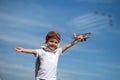 Boy with airplane on air fest Royalty Free Stock Photo