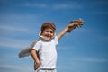 Boy with airplane on air fest Royalty Free Stock Photo