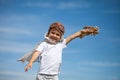 Boy with airplane on air fest Royalty Free Stock Photo