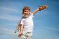 Boy with airplane on air fest Royalty Free Stock Photo