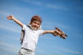 Boy with airplane on air fest Royalty Free Stock Photo