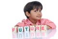 Boy with alphabet blocks