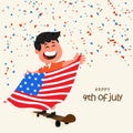 Boy with American Flag for 4th of July. Royalty Free Stock Photo