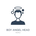 boy angel head icon in trendy design style. boy angel head icon isolated on white background. boy angel head vector icon simple