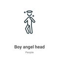 Boy angel head outline vector icon. Thin line black boy angel head icon, flat vector simple element illustration from editable