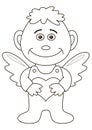 Boy-angel with heart, contours Royalty Free Stock Photo