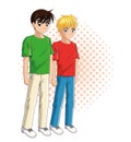 Boy anime male manga cartoon icon. Vector graphic