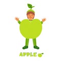 Boy in apple fruit costume