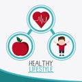 Boy apple heart healthy lifestyle design Royalty Free Stock Photo