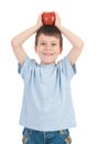 Boy with apple on his head Royalty Free Stock Photo