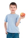 Boy with apple isolated