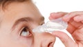 Boy applying eye drop Royalty Free Stock Photo