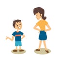 A boy arguing with mother vector cartoon illustration,