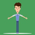 The boy with arms apart of flat style Vector illustration