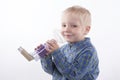 Boy and asthma inhaler Royalty Free Stock Photo