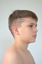 Boy with asymmetrical haircut