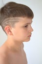 Boy with asymmetrical haircut