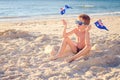 Boy with Australian flags on Australia day Royalty Free Stock Photo