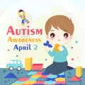 Boy with autism awareness concept