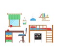 Boy baby room vector set. Royalty Free Stock Photo