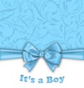 Boy Baby Shower Invitation Card with Blue Bow