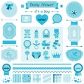 Boy baby shower set of elements for design Royalty Free Stock Photo