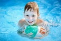 The boy with the ball in the pool Royalty Free Stock Photo