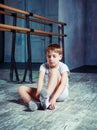 Boy ballet dancer at dance class Royalty Free Stock Photo