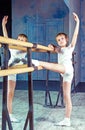 Boy ballet dancer doing exercise at dance class Royalty Free Stock Photo