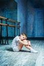 Boy ballet dancer at dance class Royalty Free Stock Photo