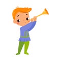Boy Bard Play Trumpet as Fairy Tale Character Vector Illustration Royalty Free Stock Photo