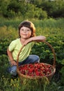 boy with a basket of berries Royalty Free Stock Photo