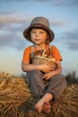 Boy with basket of buns Royalty Free Stock Photo