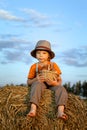 Boy with basket of buns Royalty Free Stock Photo