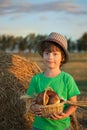 Boy with basket of buns Royalty Free Stock Photo
